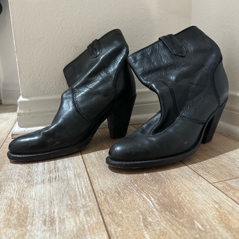 Frye black ankle cowboy boots